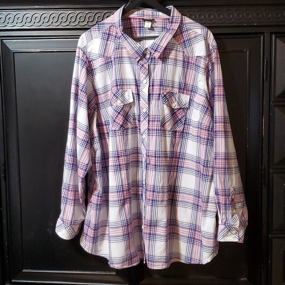 Torrid flannel blue white pink